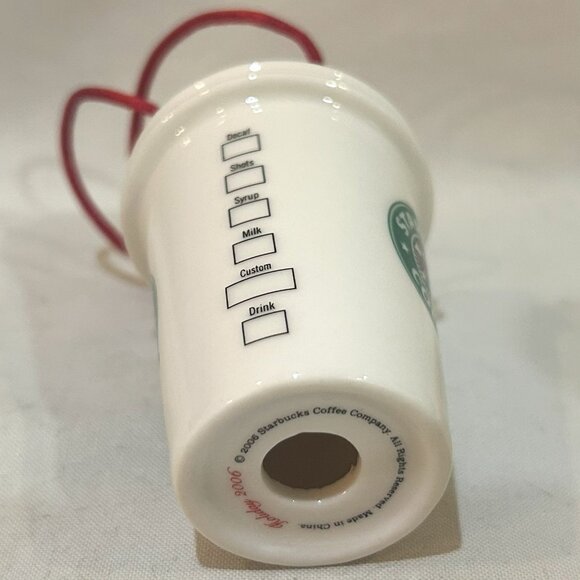 Starbucks 2006 Holiday Mini Ceramic To Go Cup Christmas Tree Ornament - Picture 6 of 8